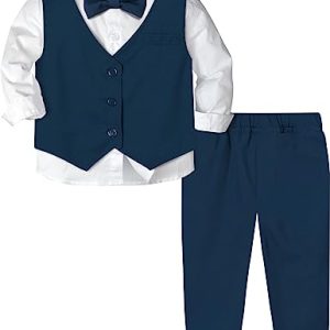mintgreen Baby Anzug Junge, Kleinkind Taufe Outfit Gentleman Kleidungsset Lange Ärmel Shirt, Marineblau, 3-4 Jahre, 110