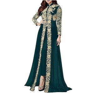 EMATOP Abendkleid Damen Mittelalter Kleid und Hose Hosenanzug Lang Bodenlanges Partykleid Vintage Gothic Kleidung Spitzen Langarm Mittelalterkleid Hohe Taille Elegant Ballkleid Cocktailkleid