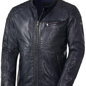 Ross & Cole Herren Lederjacke aus hochwertigem Echtleder mit Stehkragen und Steppung, Biker-Jacke im Vintage-Look mit 5 Taschen, Übergangsjacke für Männer, Gr. 48-58