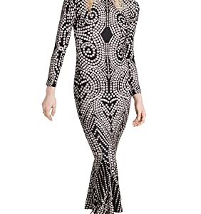 Norma Kamali Damen Langarm Crew Fischschwanzkleid, Nieten, X-Klein