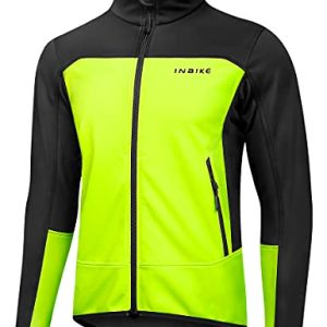 INBIKE Fahrradjacke Herren Winter Wasserdicht Atmungsaktiv Winddicht Radjacke Softshelljacke Jungen Regen Jacke Leicht Frühling Herbst Outdoor MTB Fahrrad Radsport Grün Schwarz L