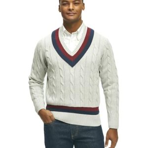 Brooks Brothers Herren Supima Cotton Long Sleeve Half Zip Sweater, GRAU, Large
