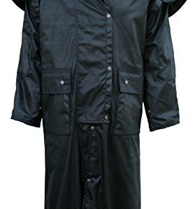 Foxfire Herren Lange Oilskin Western Australian Wasserdicht Staubmantel Regenmantel Wachstuch Baumwolle, Schwarz, Large