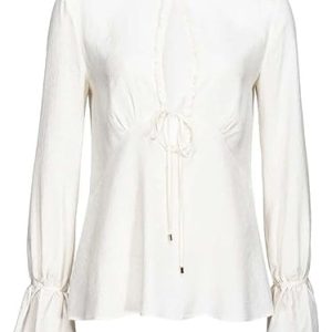 Pinko Damen Bambi Blusa Crepe De Chine Jac Bluse, Z00_Bianco-Gelato Vaniglia, 44