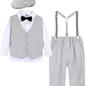 mintgreen Baby Junge Kleidung Anzug Set mit Hut, Hellgrau, 1-2 Jahre