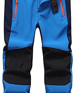 DAFENP Kinder Softshellhose Skihose Warm Gefüttert Thermohose Winter Wasserdicht Winddicht Schneehose Jungen Mädchen Wanderhose KZ0056-Blue-140/152