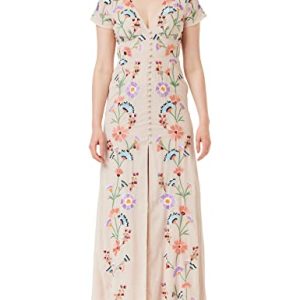 Maya Deluxe Damen Womens Maxi Dress Ladies Embroidered Button Front Split Tea Dess for Wedding Guest Bridesmaid Evening Prom Occasion Kleid, Multi, 38