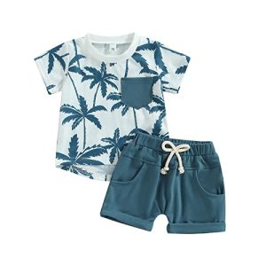 Himllauen Baby Jungen Sommer Outfit Strand Stil T-Shirt Tank Top + Shorts Zweiteiler Set 0-3 Jahre Baby Kleidung (A T-Shirt Blau, 2-3 Years)