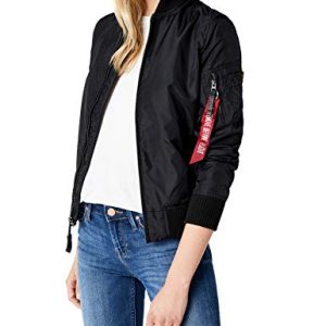 Alpha Industries Damen Ma-1 TT Bomberjacke, Schwarz (Black 03), Large