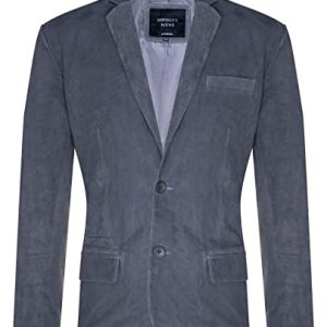Infinity Leather Herren Veloursleder Grau Blazer Jacke Weicher Echter Italienischer Ledermantel