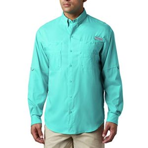 Columbia PFG Tamiami II UPF 40 Langarm-Angelhemd für Herren, helles Aqua, Größe L