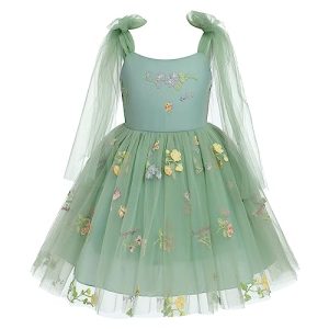 Blumenm?dchen Kleid M?dchen Blumen Stickerei Tutu T?llkleid Prinzessin Partykleid Baby Taufkleid Festliches Festkleid Hochzeit Ballkleid Abendkleid Erstkommunion Kleider Fee Kost?m Gr?n 3-4 Jahre