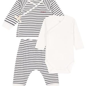 Petit Bateau Unisex Baby3-teiliges Set (3er Pack) , Weiss Marshmallow / Blau Smoking, 0-3 Monate