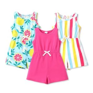 PATPAT Jumpsuit Mädchen Overall 3-Teiliges Bekleidungssets Sommer, Kurze Hosen | Shorts | Latzhose Teenager Mädchen Kinder, Tops | T-Shirt für Mädchen, Party Geburtstag Geschenk Outdoor 4–12 Jahre