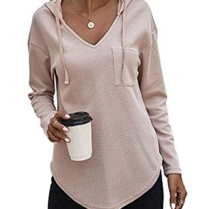 Cuptacc Hoodie Damen Pullover Damen Kapuzenpullover Oversize Weich Langarmshirt Fett Dünn Fit Sweatshirt Oberteile Aprikose M