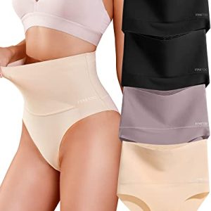 FINETOO 4er Pack Bauchweg Unterhose Damen High Waist Slip Seamless Slips Hohe Taille Unterwäsche Frauen Nahtlose Panty Mehrpack S-3XL.