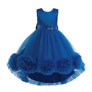 Lito Angels Elegantes Prinzessin Kleid Hochzeit Blumenmädchen Ballkleid Tüllkleid für Kleinkind Mädchen Größe 2-3 Jahre 98, Königsblau (Tag-Nummer 100)