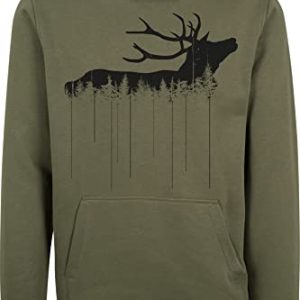 Baddery Jäger Pullover Herren - Waldhirsch - Geschenk für Jäger - Jagd Pullover Männer - Jäger Kleidung Jagd Zubehör (Olive 3XL)