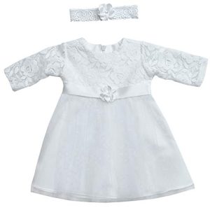 deine-Brautmode Kleid Babykleid Taufkleid Festkleid Mädchen Baby Taufe Spitze weiß, Romy 74