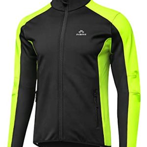 INBIKE Fahrradjacke Herren Winter Wasserdicht Atmungsaktiv Laufjacke Softshelljacke Jungen Jacke Übergangsjacke Frühling Herbst Outdoor Fahrrad Radsport Grün Schwarz S