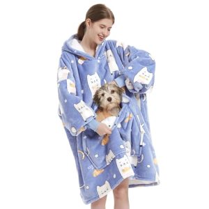 Wenlia Übergroße Hoodie Sweatshirt für Erwachsene, Sherpa Decke Sweatshirt Flanell Hoodies Giant Plüsch Pullover Decke mit Kapuze, Warme Hoodie One Size Fits All passt Männer, Frauen, Jugendliche