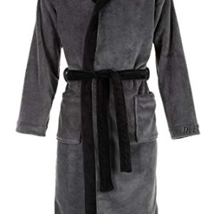 Di Ficchiano Herren MONZA Bademantel mit Kapuze Morgenmantel Herren Nachtwäsche Saunamantel Öko-Tex Standard 100 verifiziert - 3 XL, Grey Black