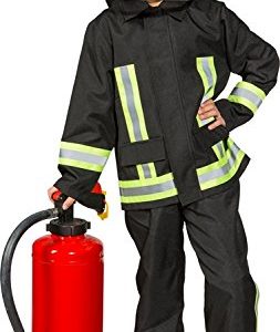 Kostüm Feuerwehr Junge Uniform Feuerwehrmann Anzug Fasching (116, Schwarz)