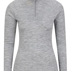 Mountain Warehouse Merino Damen Oberteil Pullover Mit Rundhalsausschnitt Unterhemd Funktionsunterwäsche Thermounterwäsche Ski Winter Baselayer Hellgrau 34