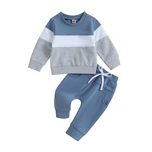 Geagodelia Baby Jungen Kleidung Set Langarmshirt und Hose Herbst Winter Bekleidungssets Neugeborenen Set Kleinkinder Outfits (C 01- Blau, 2-3 Jahre)