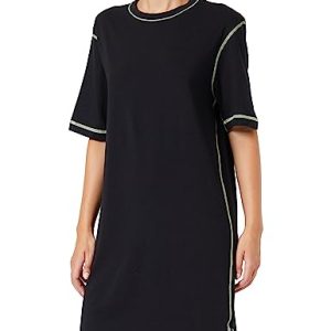 Calvin Klein Damen Nachthemd S/S Stretch, Schwarz (Black/Sunny Lime), L