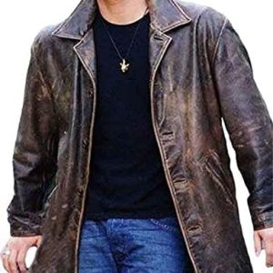Supernatural Dean Winchester Vintage Herren-Blazer aus echtem Leder im Used-Look, braun, L