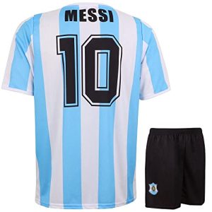 Argentinien Trikot Set Messi - Kinder und Erwachsene - Jungen - Fußball Trikot - Fussball Geschenke - Sport t Shirt - Sportbekleidung - Größe 128