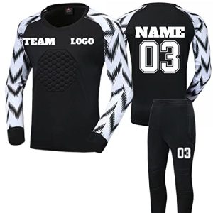 LJYTMZ Torwarttrikot Herren Damen Kinder, Personifizieren Torwart Trikot Set Langärmlige Hose Mit Namen Nummber Team Logo Home Auswärts Fußball Trikot, Schwarz