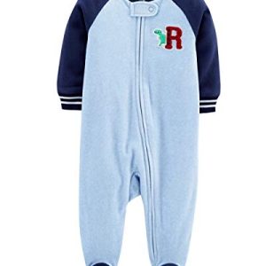 Carter's Little Boys' Football Micro-Fleece Sleeper (Newborn, Blue Dino)