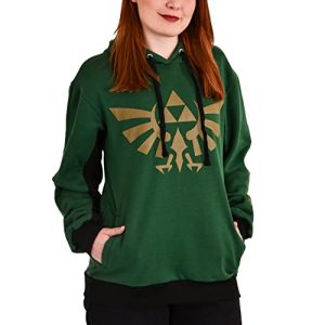 Elbenwald The Legend of Zelda Hoodie mit Triforce und Symbols Print für Herren Damen Unisex grün Gold - M