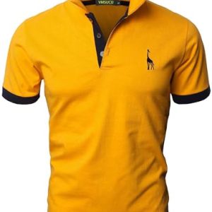 VMSUCIJ Poloshirt Herren Kurzarm,100% Baumwolle,Giraffe Stickerei,Bequeme und Atmungsaktive Polo Shirts Männer,Golf T-Shirt Casual Tops,Gelb 07,XXL