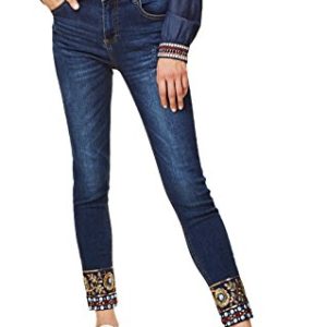 Desigual Damen Denim_Exotic PAPPING Ankle Skinny Jeans, Blau (Peacoat 5189), W24
