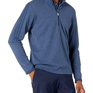 adidas Golf Men's 3-Stripes Quarter Zip Pullover, Navy, Large