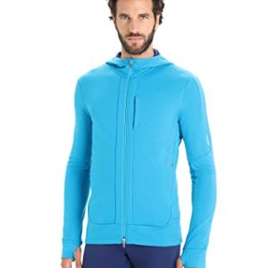 Icebreaker Merino Herren Quantum III Kapuzenpullover, langärmelig, Wolle, mit Reißverschluss Kapuzen-Sweatshirt, Geo Blue/Royal Navy, X-Large