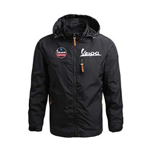 XZZXZZ Herren Winddichte Jacke. Vespa. Jacke Militärstil Taktische Jacke Vespajacke Herrenklassische Hoodie Geschenke for Männer (Color : Black, Size : L)