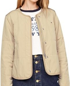 Tommy Hilfiger Damen Jersey Lined Jacket WW0WW42347 Gerade, Beige (Beige), XXL