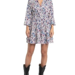 Replay Damen Kleid Langarm aus Viskose, Mehrfarbig (Multicolor 010), M
