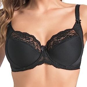 Teyli BH Damen - Minimizer BH mit Bügel - BH Grosse Grössen - BH Große Brüste - Komfort Starker Halt BH - Damen Bügel Minimizer - BH Damens Frauen Bra Schwarz 85J