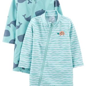Simple Joys by Carter's Baby Jungen Assorted Rashguard-Set Einteiliger Badeanzug, Schildkröte/Wal, 3-6 Monate (2er Pack)