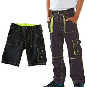 Planam Junior im Set Bundhose und Shorts in verschiedenenen Farben (anthrazit-gelb, 158/164)