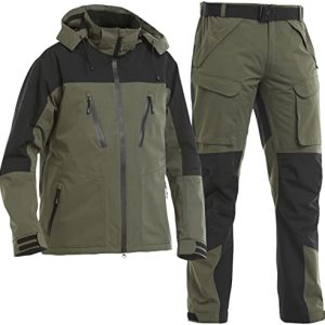FLADEN Outdoor Authentic 2.0 Angel Anzug - Grün-Schwarz - Jacke + Hose - Wasserdicht Atmungsaktiv Winddicht - Angelanzug Gr. S - XXL (XXL)