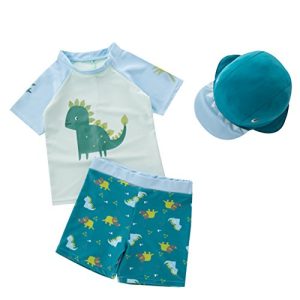 amiyan Kinder Jungen Badeanzug Bademode Schwimmbekleidung Uv-Schutz Dinosaurier Bade-Set mit Hut 110 3-4 Jahre