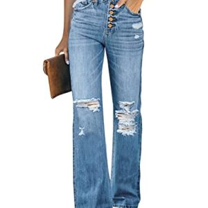 Roskiky Bootcut Jeans Damen Flared Jeans Für Damen High Waist Jeans Damen Stretch Highwaist Jeanshosen Für Damen Hellblaue Jeans Teenager Madchen Himmelblau M