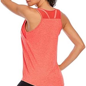 Nekosi Damen Yoga Tanktops Ärmelloses Sportshirt Kleidung Mesh Zurück Fitness Laufen Shirt Sport Oberteile Rot XL