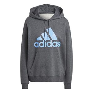 adidas Damen Essentials Big Logo Kapuzenpullover, Dark Grey Heather/Blue Fusion, S